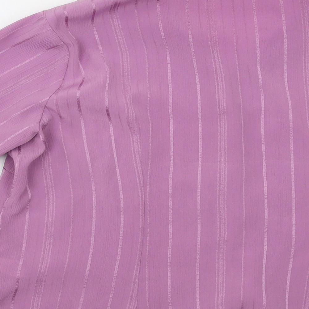 BM Womens Purple Striped Basic Button-Up Size 14