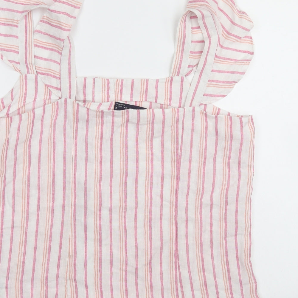 M&S Womens Multicoloured Striped Basic Button-Up Size 16