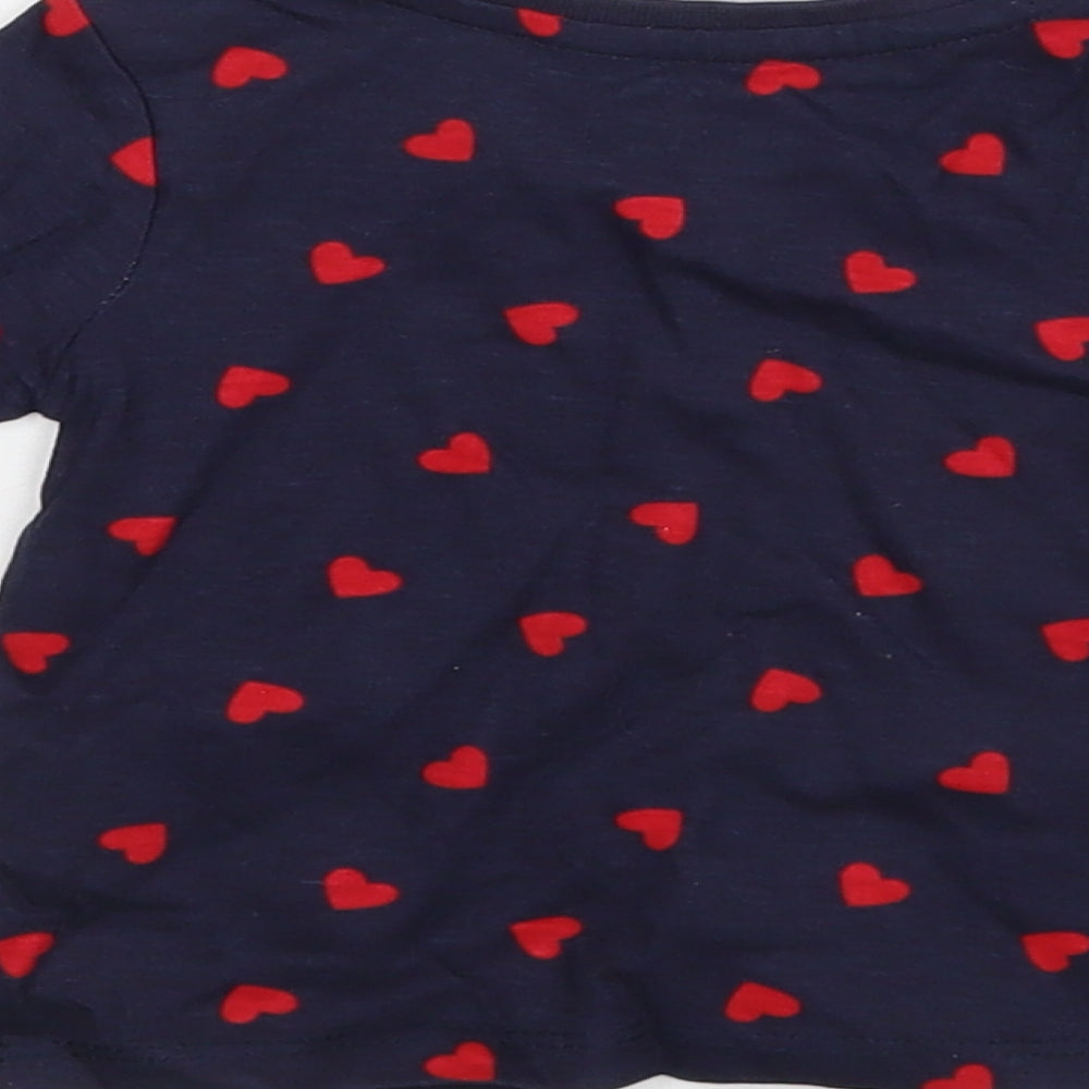 Primark Girls Blue Polka Dot Pullover T-Shirt Size 6-9 Months
