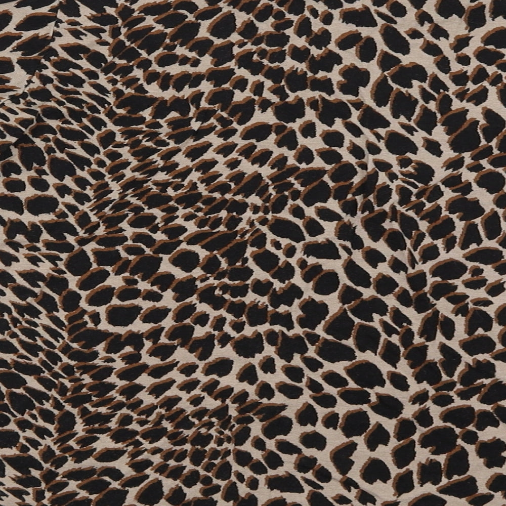Warehouse Womens Brown Animal Print Basic Blouse Size 12