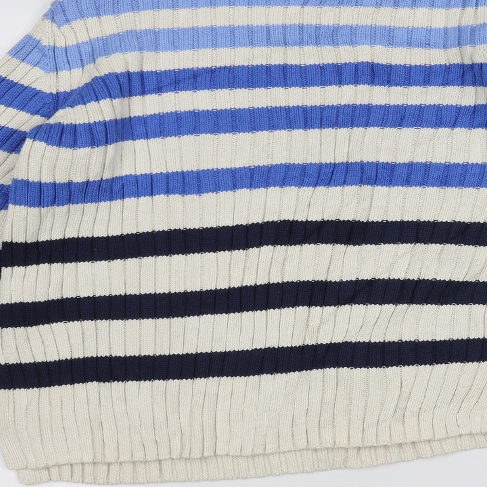Marks & Spencer Womens White Striped Pullover Jumper Size 12