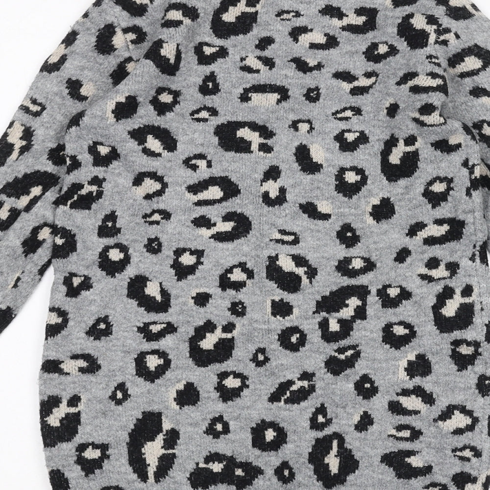 Primark Girls Grey Animal Print Pullover Jumper Size 7-8 Years