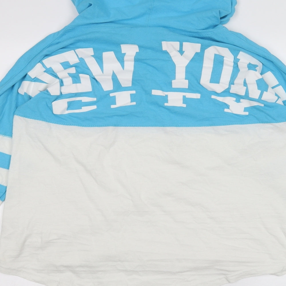 Popular Mens Blue Striped Pullover Hoodie Size S