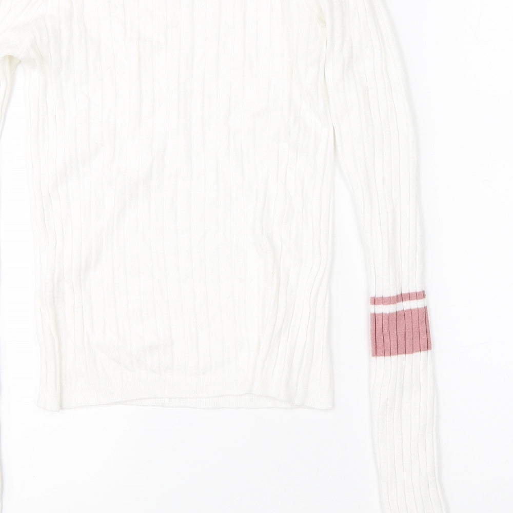 Sinsay Womens White Pullover Jumper Size S