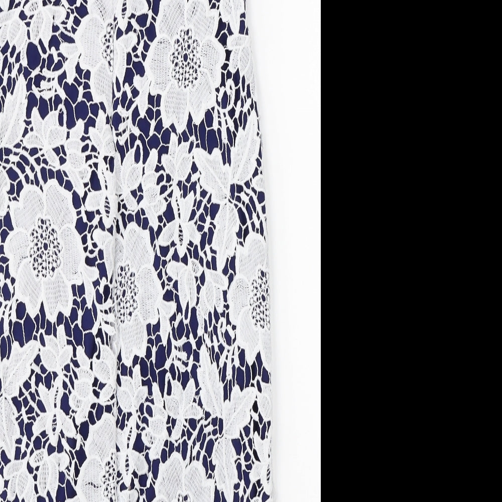 Yoins Womens Blue Floral Pencil Dress Size M