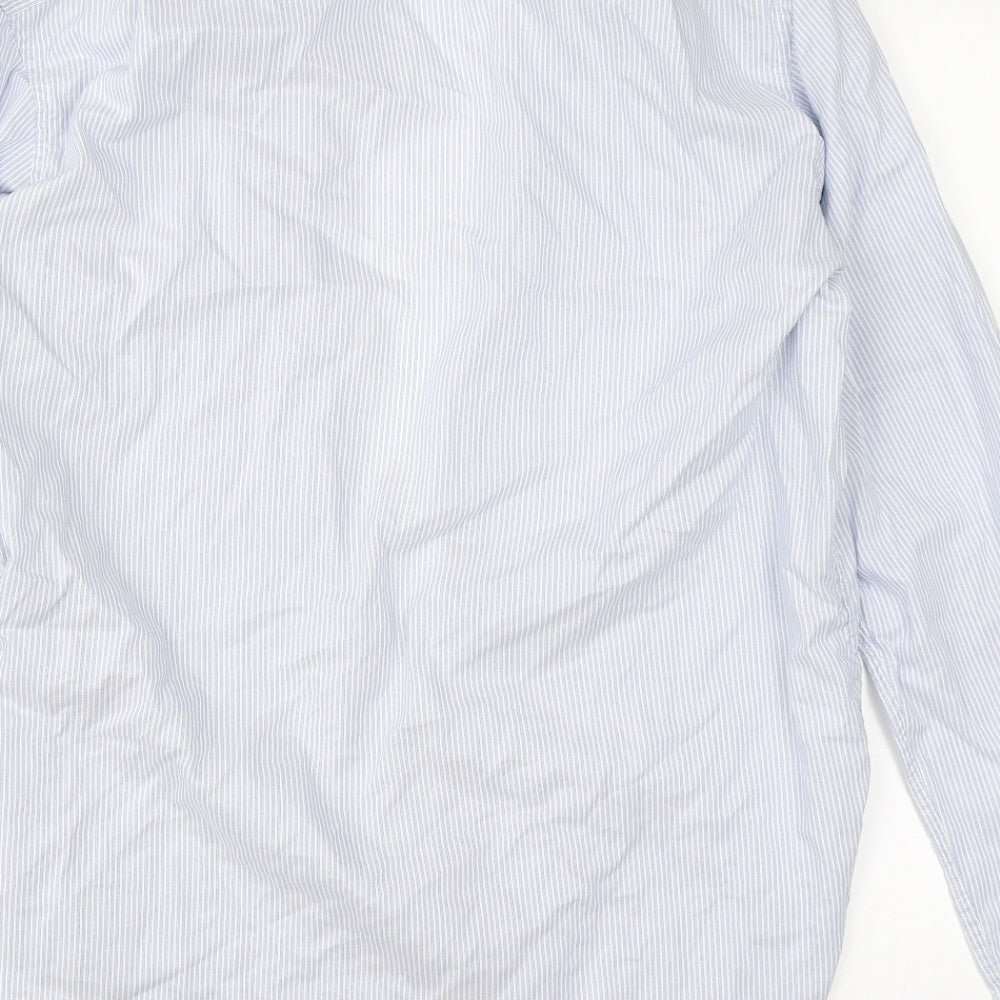 French Connection Mens Blue Striped Dress Shirt Size 42