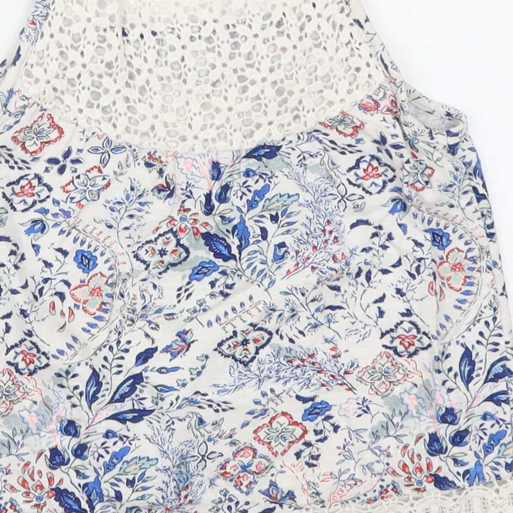 NEXT Girls Blue Floral Basic Tank Size 6 Years