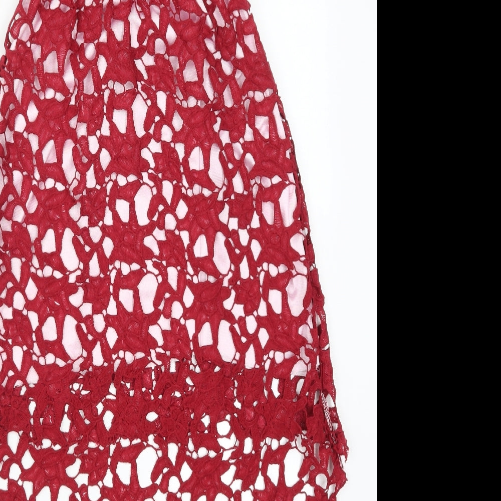 Preworn Womens Red Geometric A-Line Size S