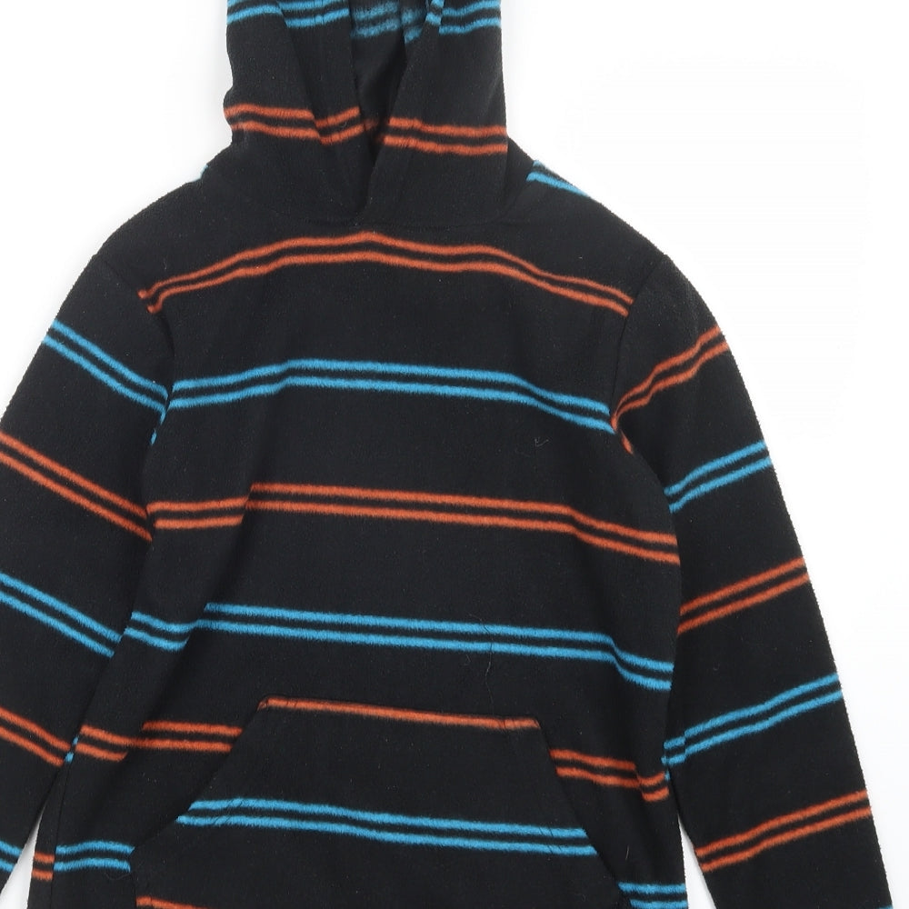 F&F Boys Black Striped Pullover Hoodie Size 10-11 Years