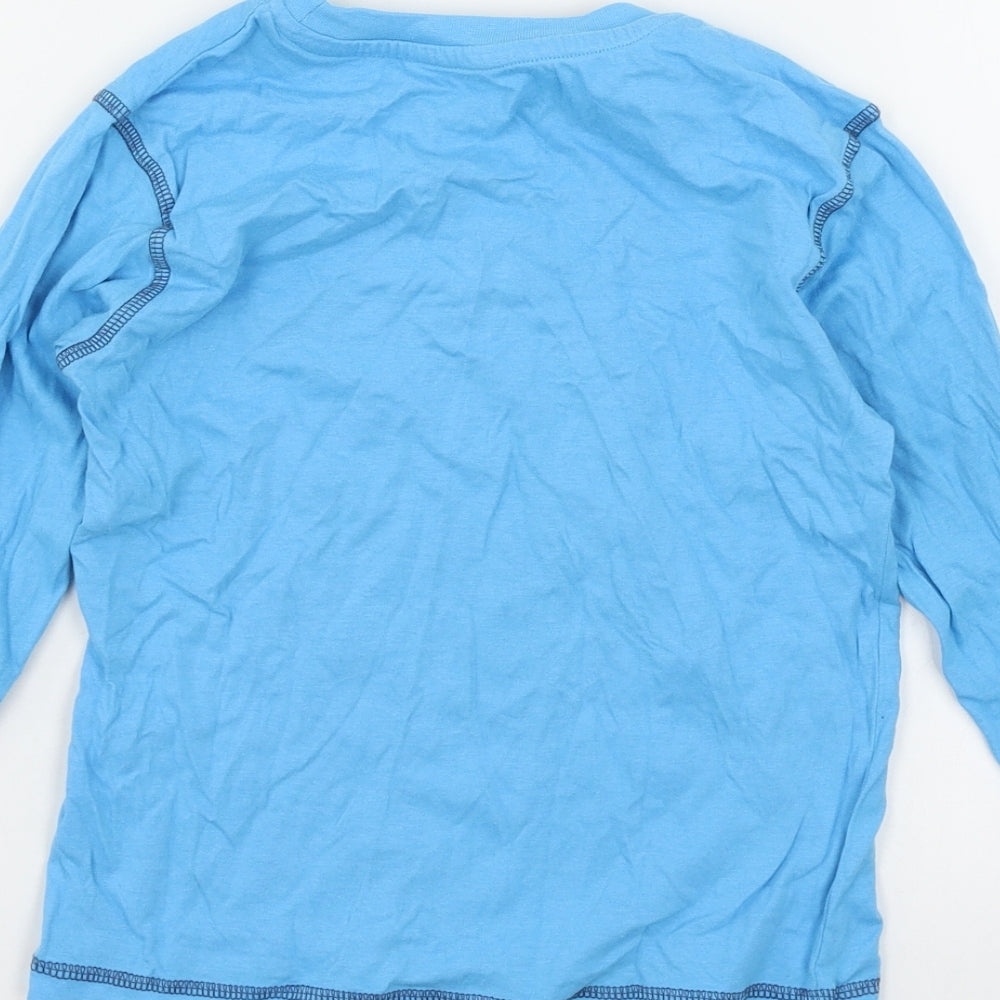 Preworn Boys Blue Geometric Jersey Basic T-Shirt Size 6-7 Years - Monster Lewis