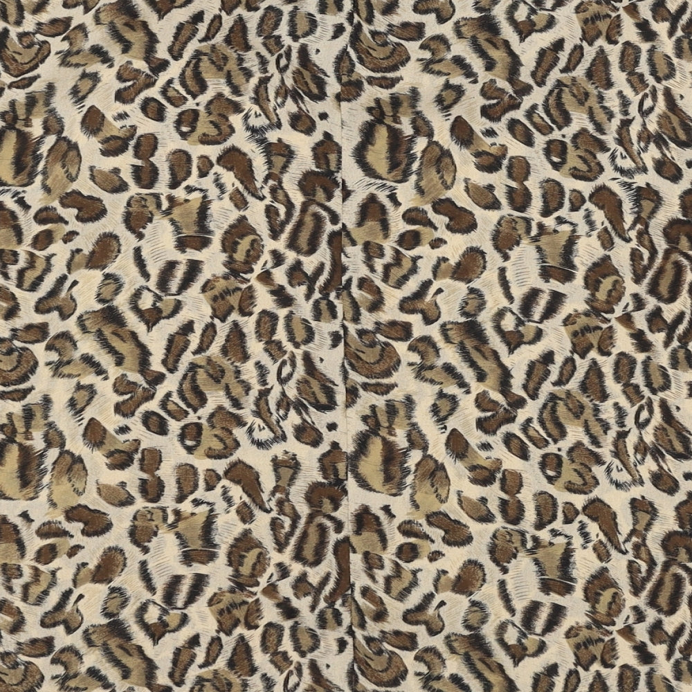 Bonmarché Womens Brown Animal Print Basic Button-Up Size 14