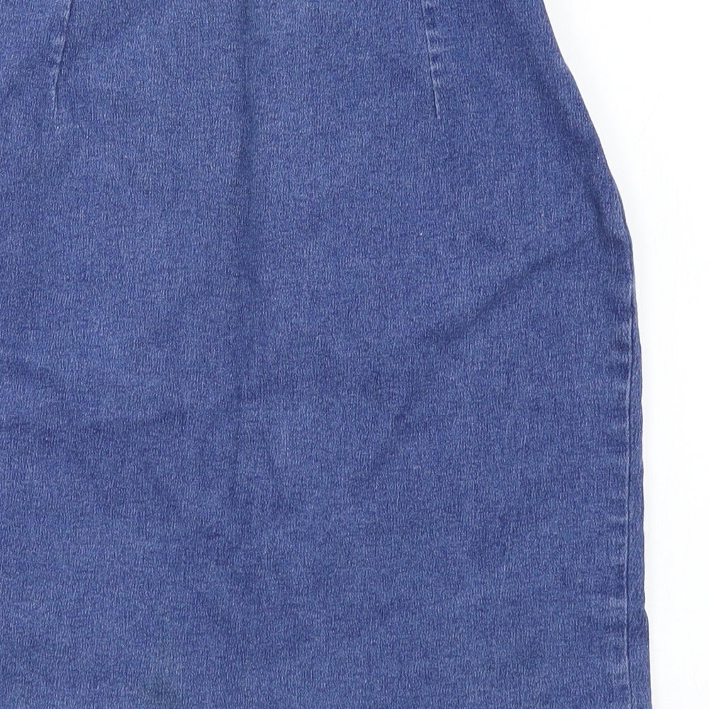 Preworn Womens Blue Denim Mini Skirt Size 26 in