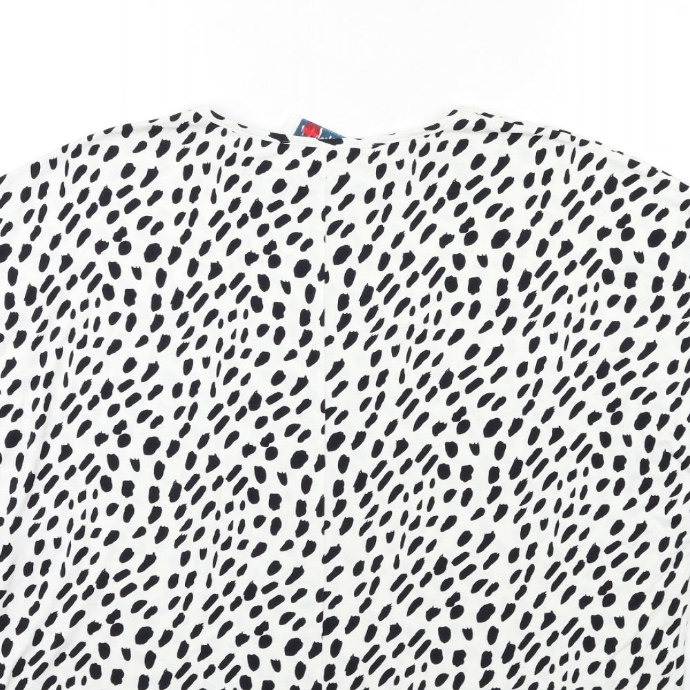 STYLE TEX Womens White Animal Print Basic T-Shirt Size 12