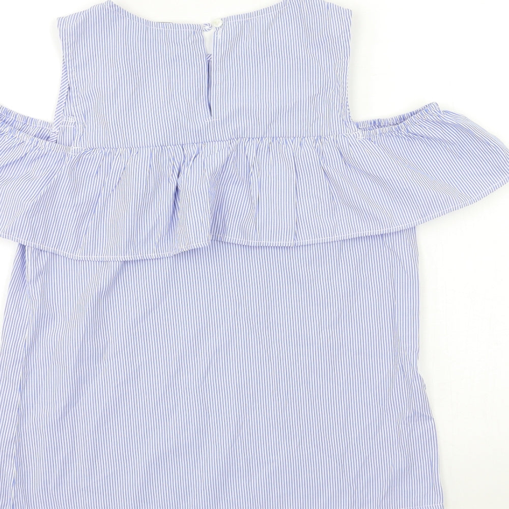 Dorothy Perkins Womens Blue Striped Basic Blouse Size 8