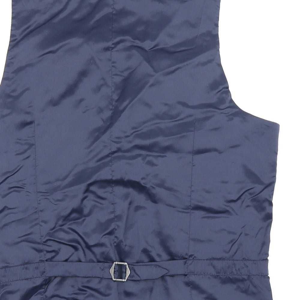 M&S Mens Blue Jacket Suit Waistcoat Size M