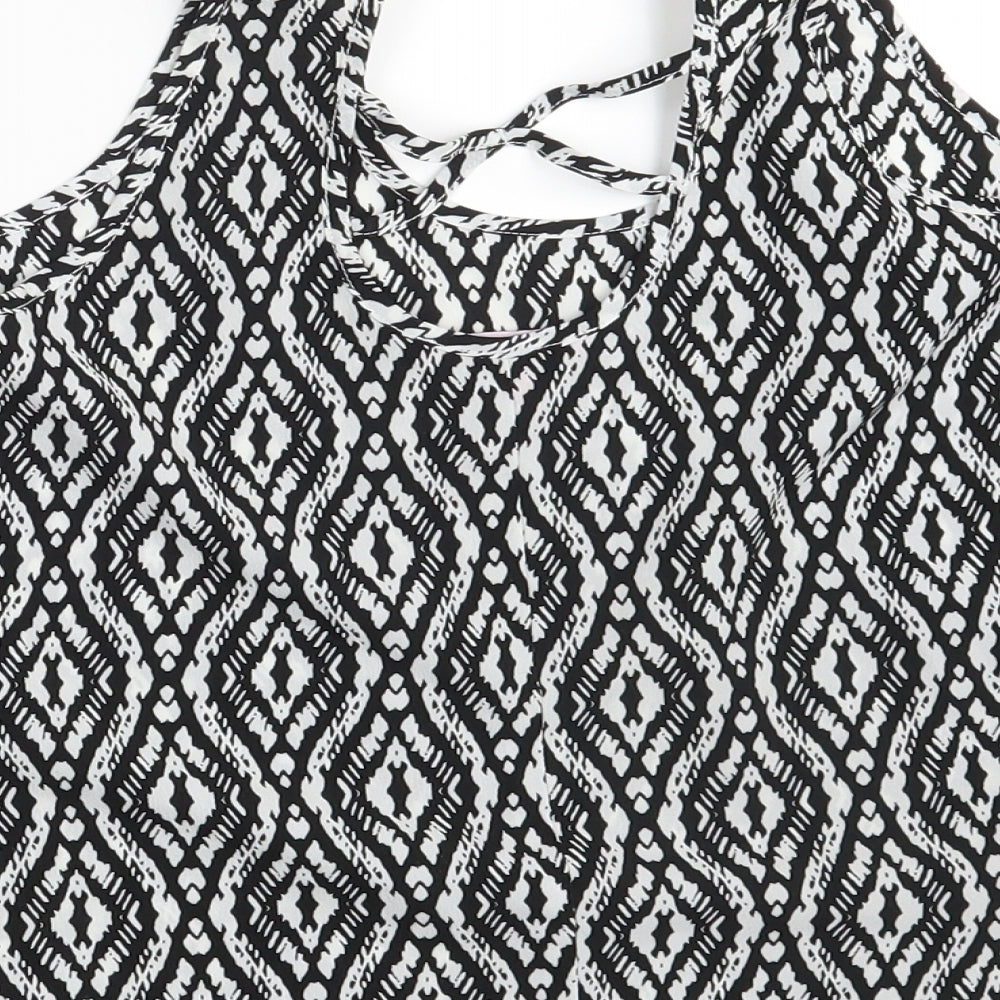 YD Girls Black Argyle/Diamond Basic Blouse Size 11-12 Years