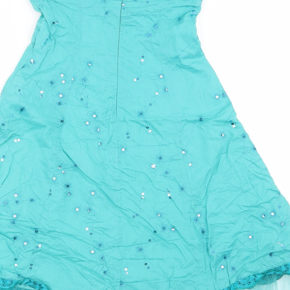 all dolled up Womens Blue Floral Fit & Flare Size 10