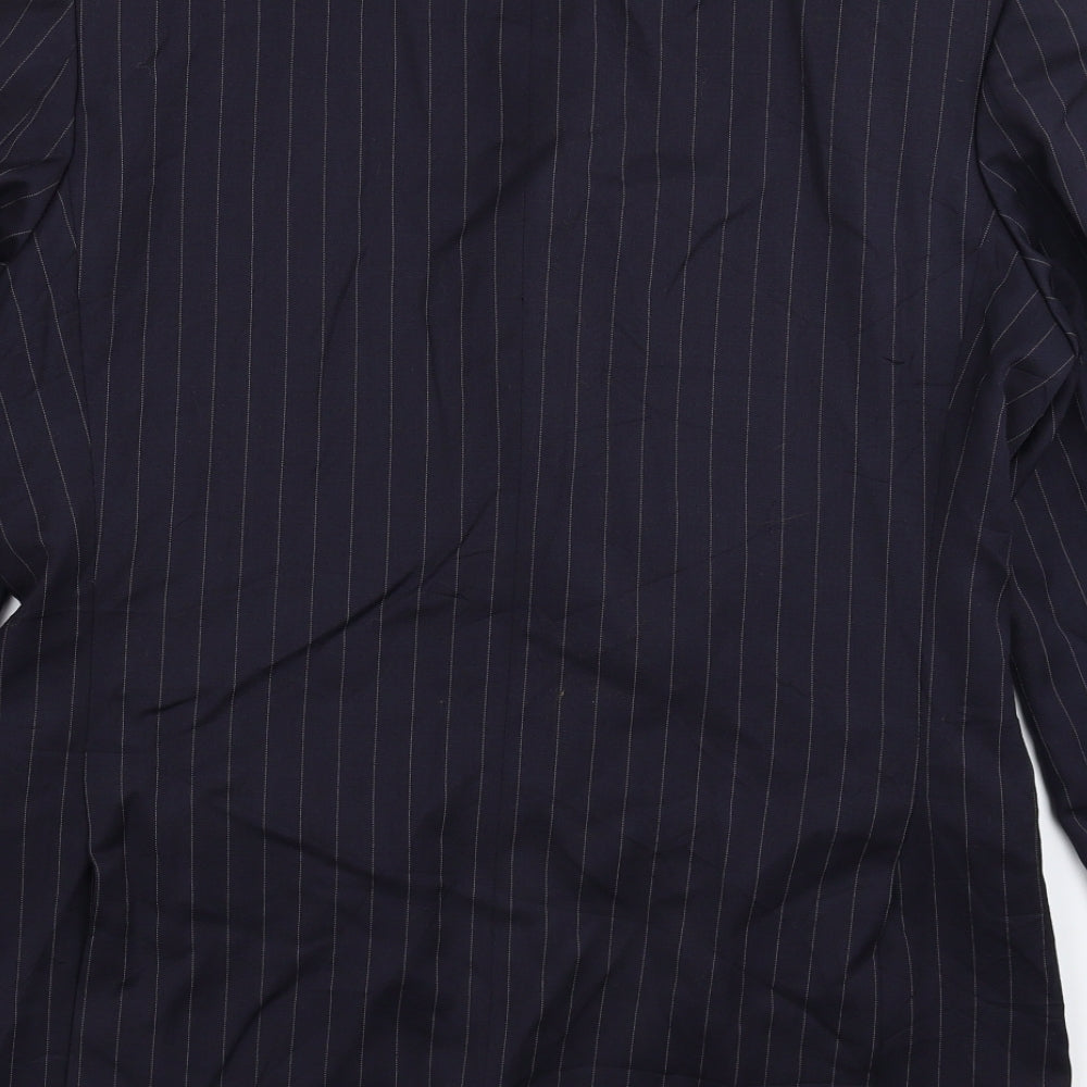 The Suit Room Mens Blue Striped Jacket Suit Jacket Size 38