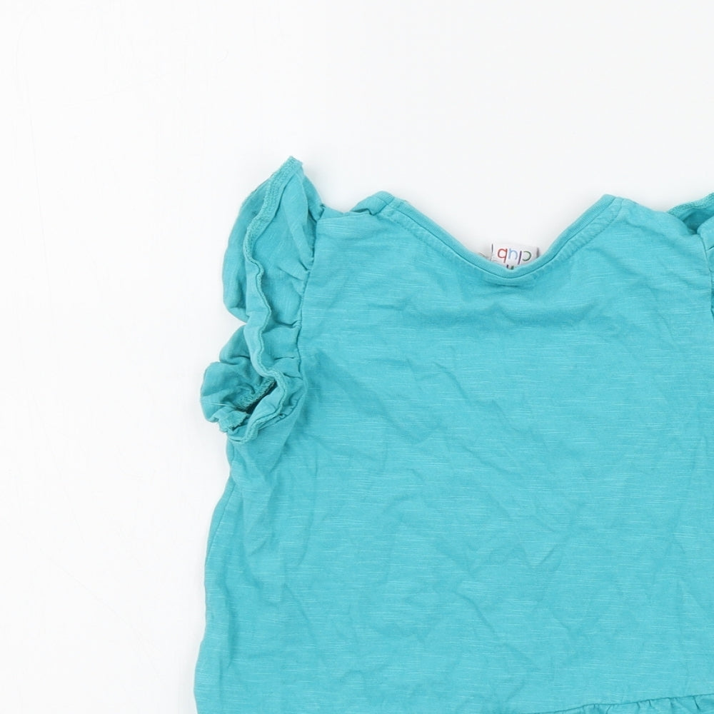 MINI CUB Girls Blue Colourblock Basic T-Shirt Size 2-3 Years