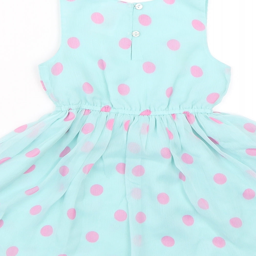 E-vie Angel Girls Blue Polka Dot Tank Dress Size 2 Years