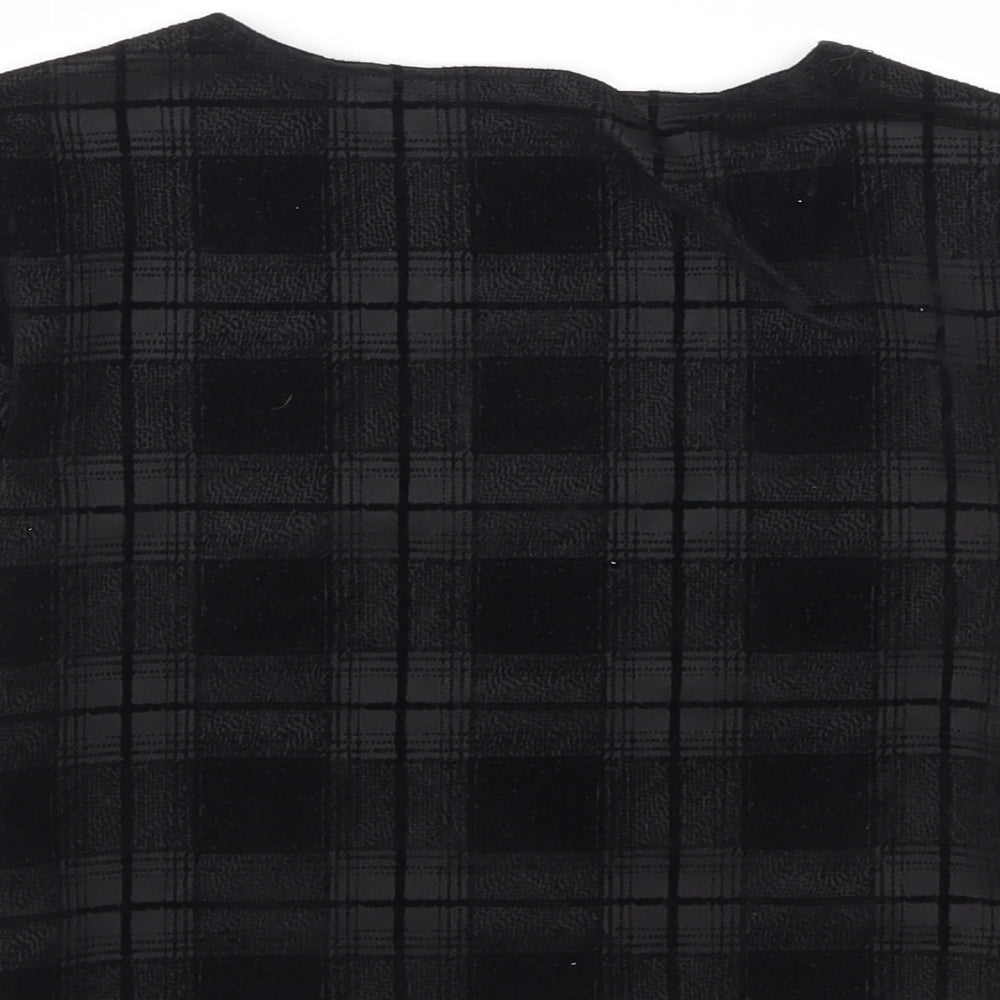 Preworn Womens Black Check Basic T-Shirt Size 8