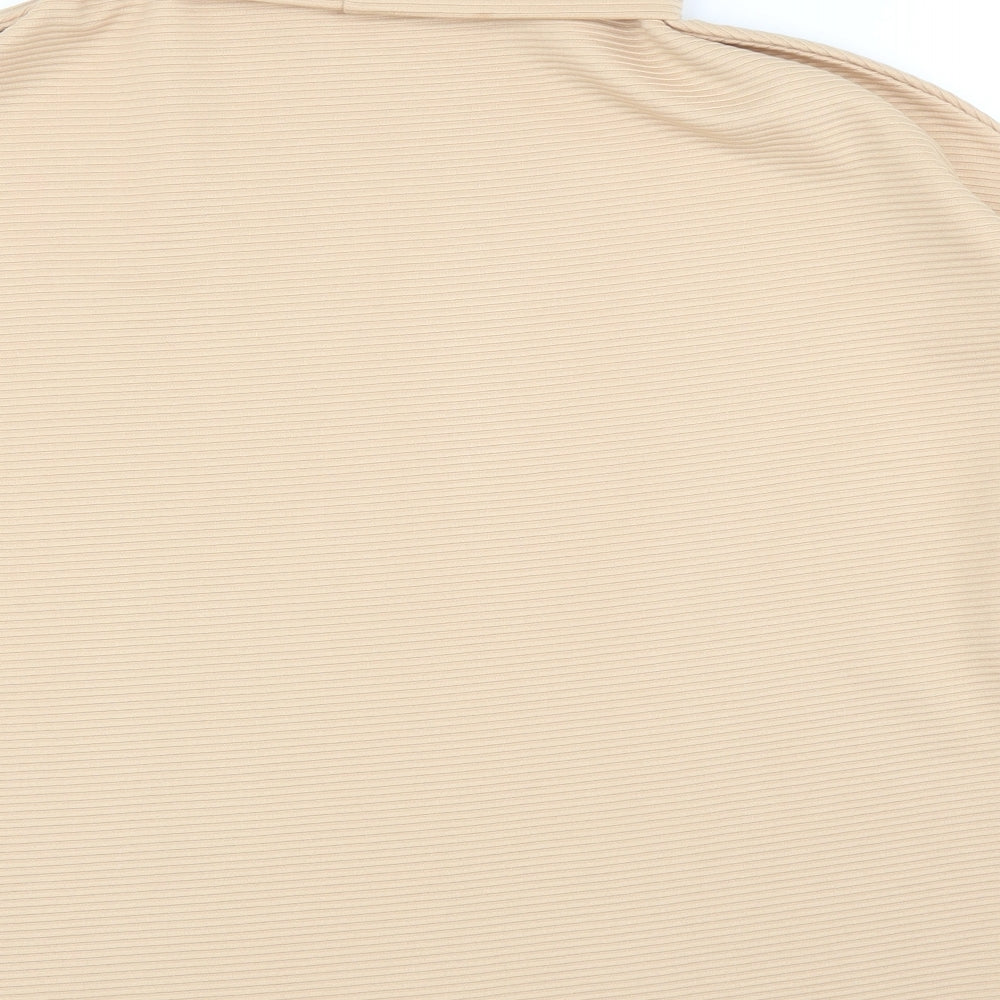 HOT!MESS Womens Beige Basic Blouse One Size
