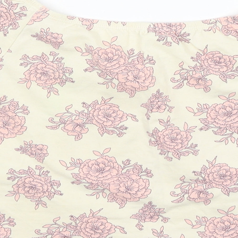 FOREVER 21 Womens Ivory Floral Cropped T-Shirt Size S