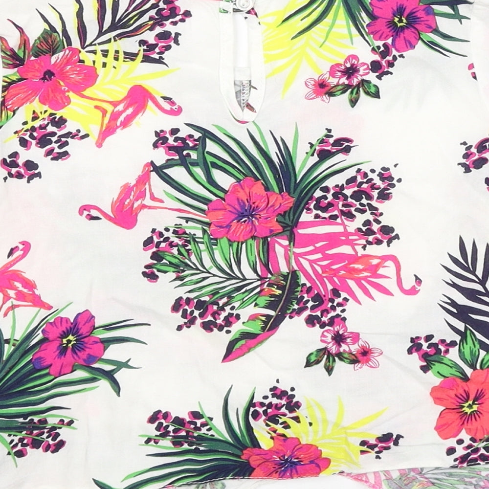 M&Co Girls White Floral Basic T-Shirt Size 7-8 Years
