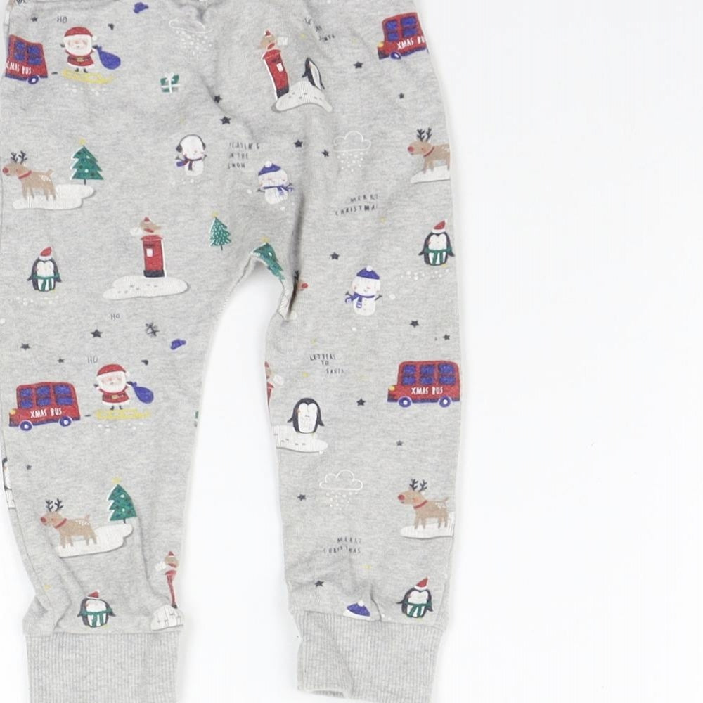 George Girls Grey Geometric Jogger Trousers Size 9-12 Months - washable mark