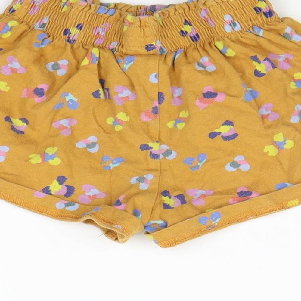 NEXT Girls Yellow Geometric Cropped Trousers - Elastic Waist Band