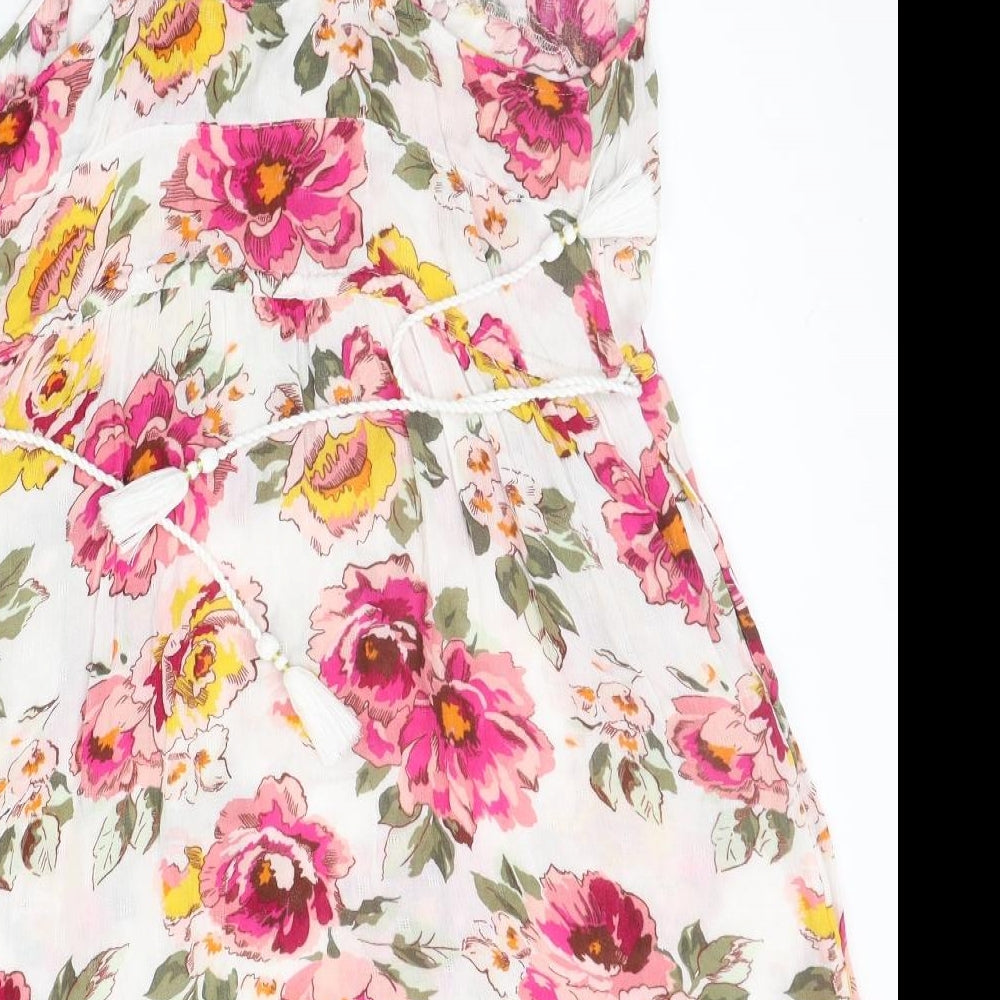 NEXT Womens White Floral A-Line Size 6