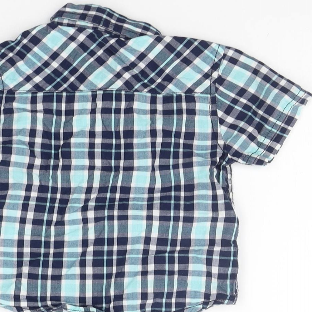 Primark Girls Blue Check Basic T-Shirt Size 12-18 Months