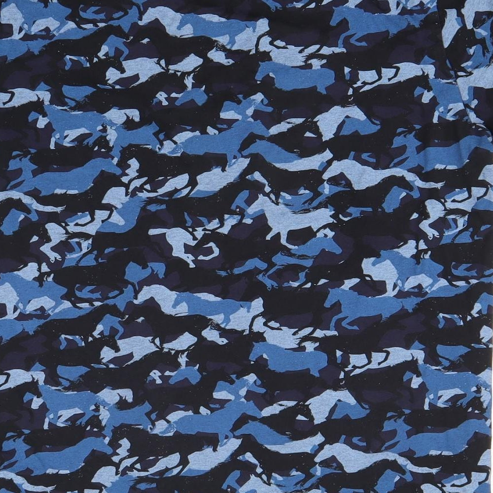 H&M Girls Blue Camouflage Basic T-Shirt Size M - Showjumping