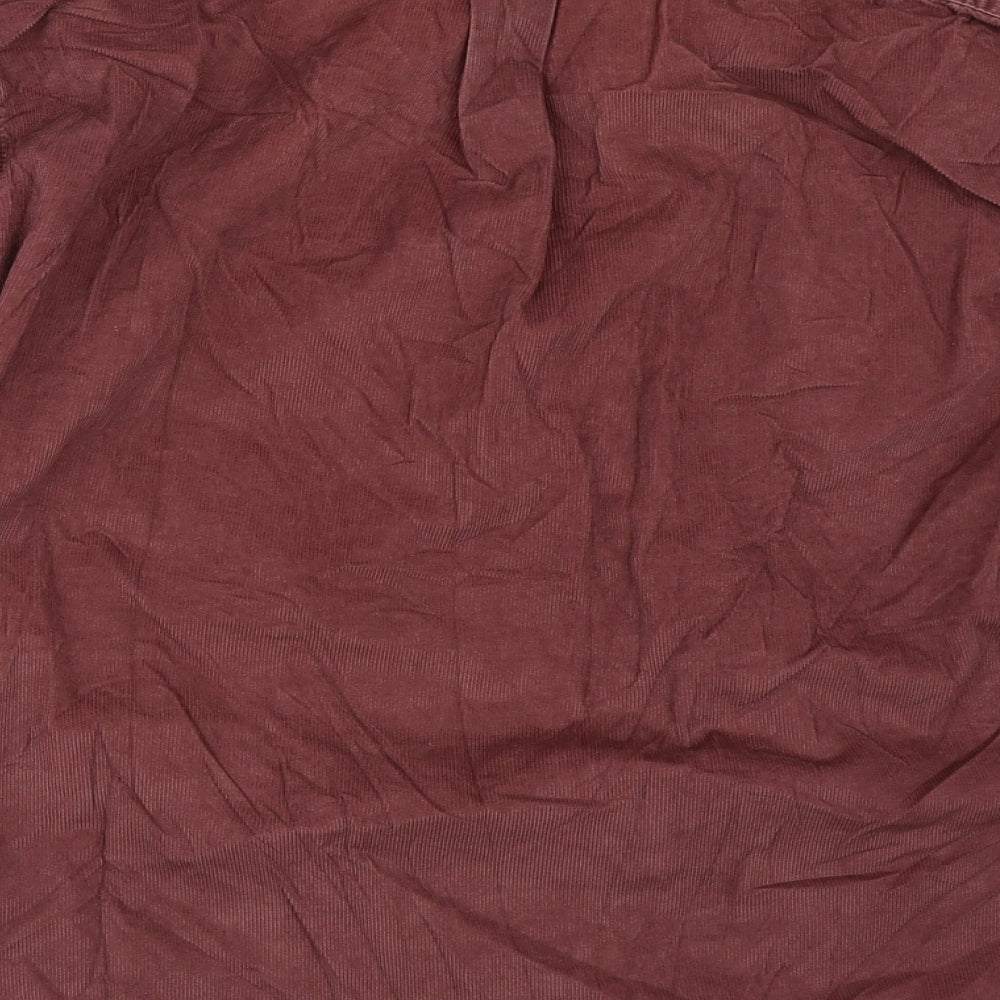 Marks & Spencer Mens Red Corduroy Button-Up Size S