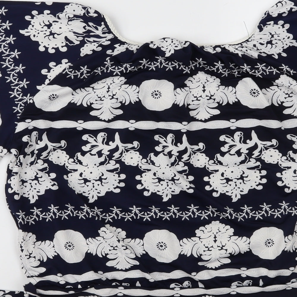 Quiz Womens Blue Paisley Basic Blouse Size 10