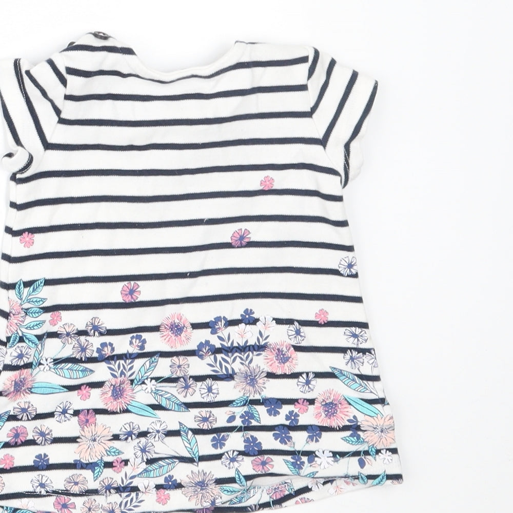 Maine New England Girls White Striped T-Shirt Dress Size 0-3 Months