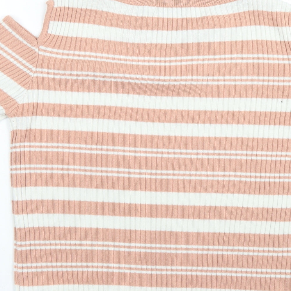 Brave Soul Womens Pink Striped Pullover Jumper Size 14