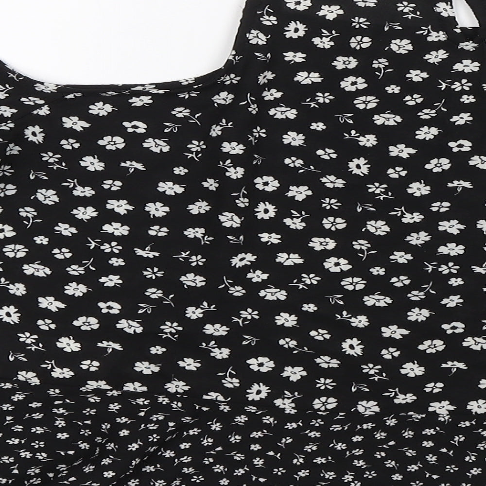 New Look Girls Black Floral Basic Blouse Size 14 Years