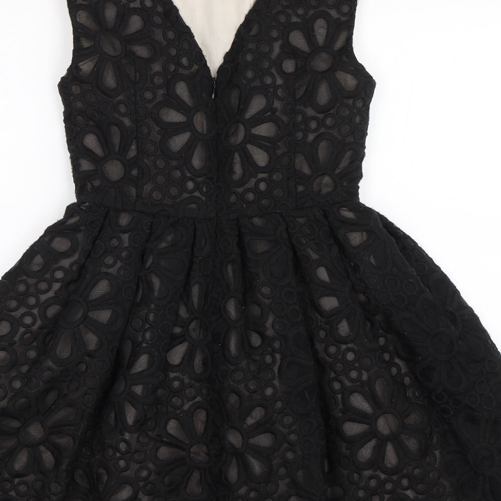 Topshop Womens Black A-Line Size 8