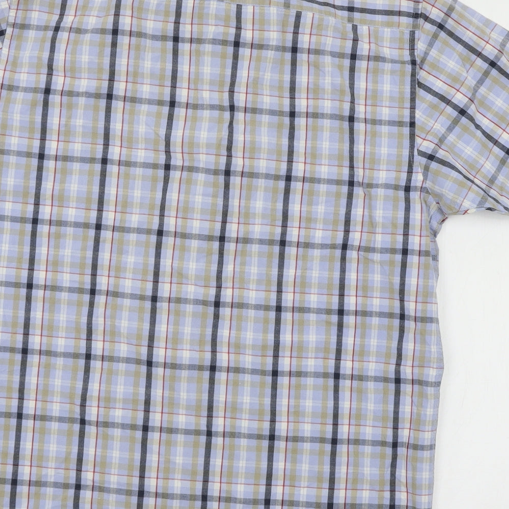 Easy Mens Blue Plaid Button-Up Size S