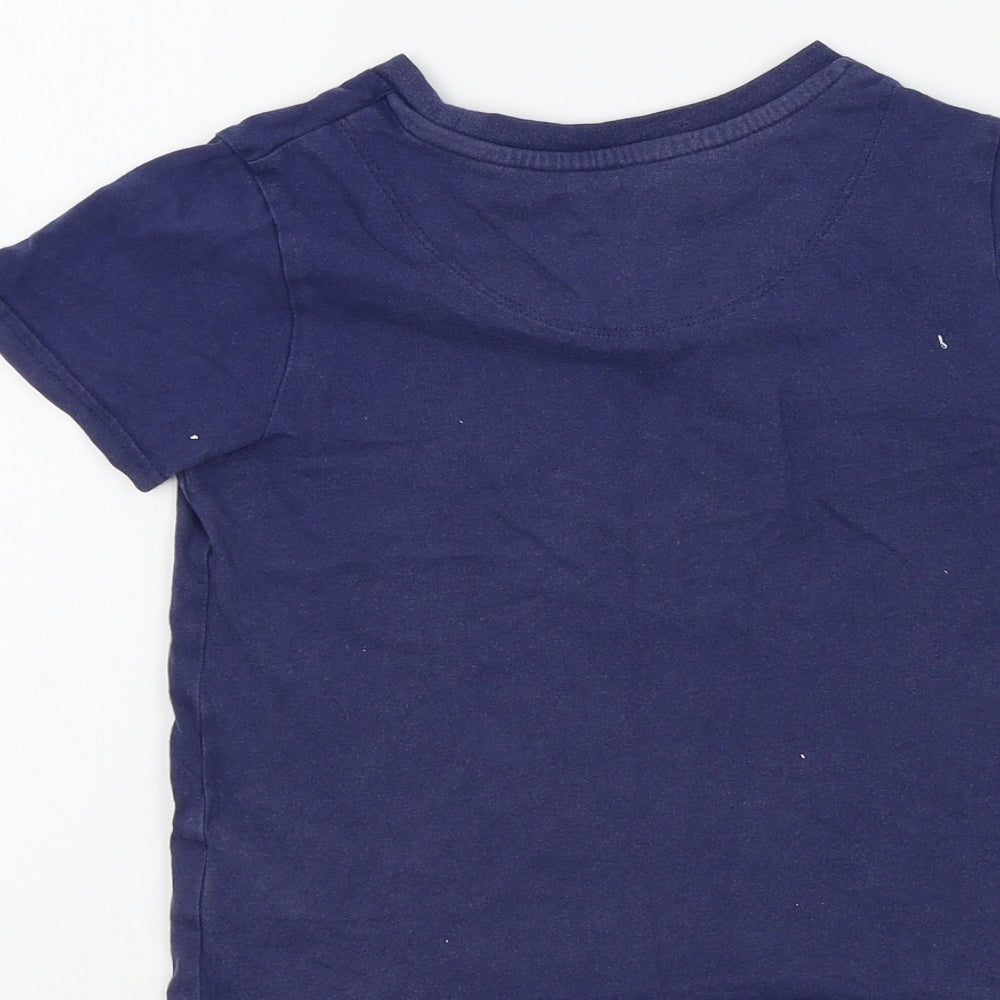 Marks & Spencer Girls Blue Colourblock Basic T-Shirt Size 5-6 Years