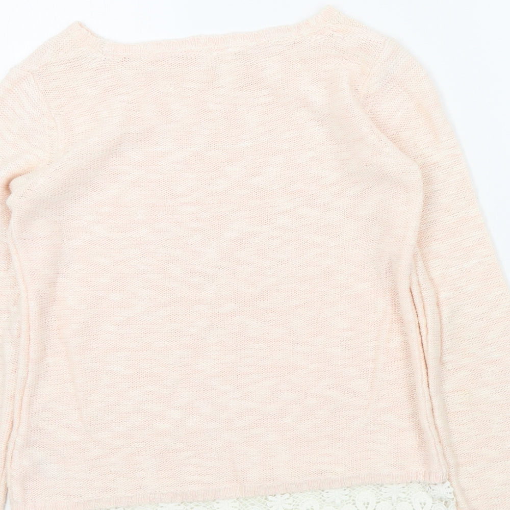 YD Girls Pink Colourblock Pullover Jumper Size 11-12 Years