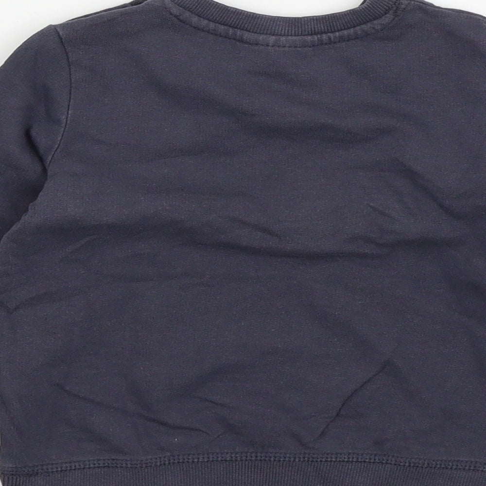so cute Boys Grey Colourblock Pullover Jumper Size 12-18 Months
