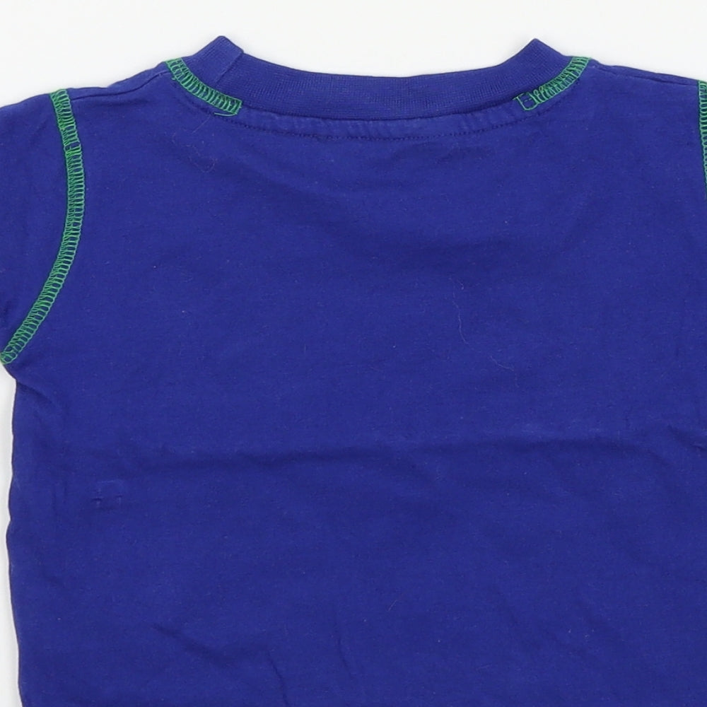 animal crazy Boys Blue Colourblock Basic T-Shirt Size 18-24 Months
