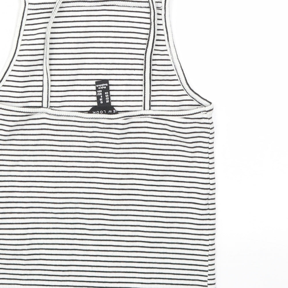 New Look Womens Multicoloured Striped Basic T-Shirt Size 10