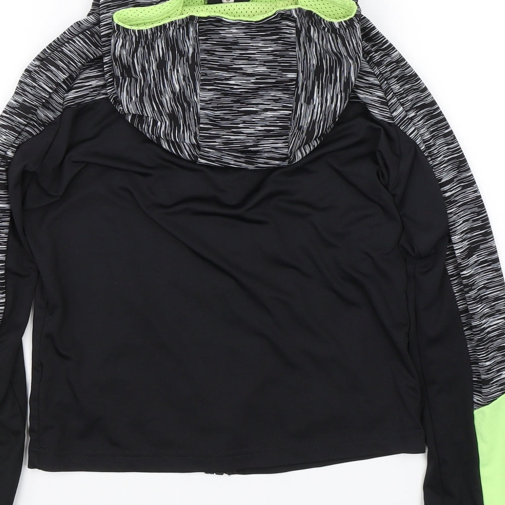 Young Dimension Girls Black Striped Full Zip Hoodie Size 8-9 Years