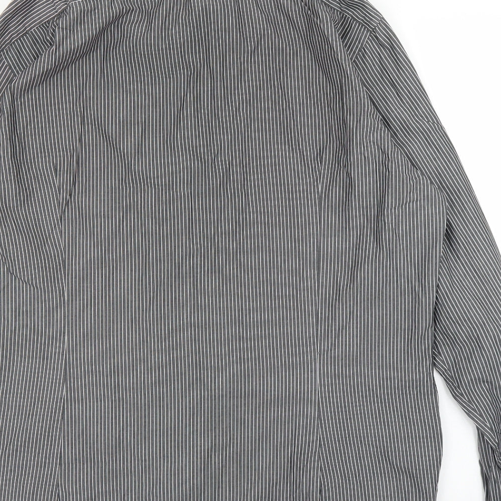 Arrow Mens Grey Striped Button-Up Size 17