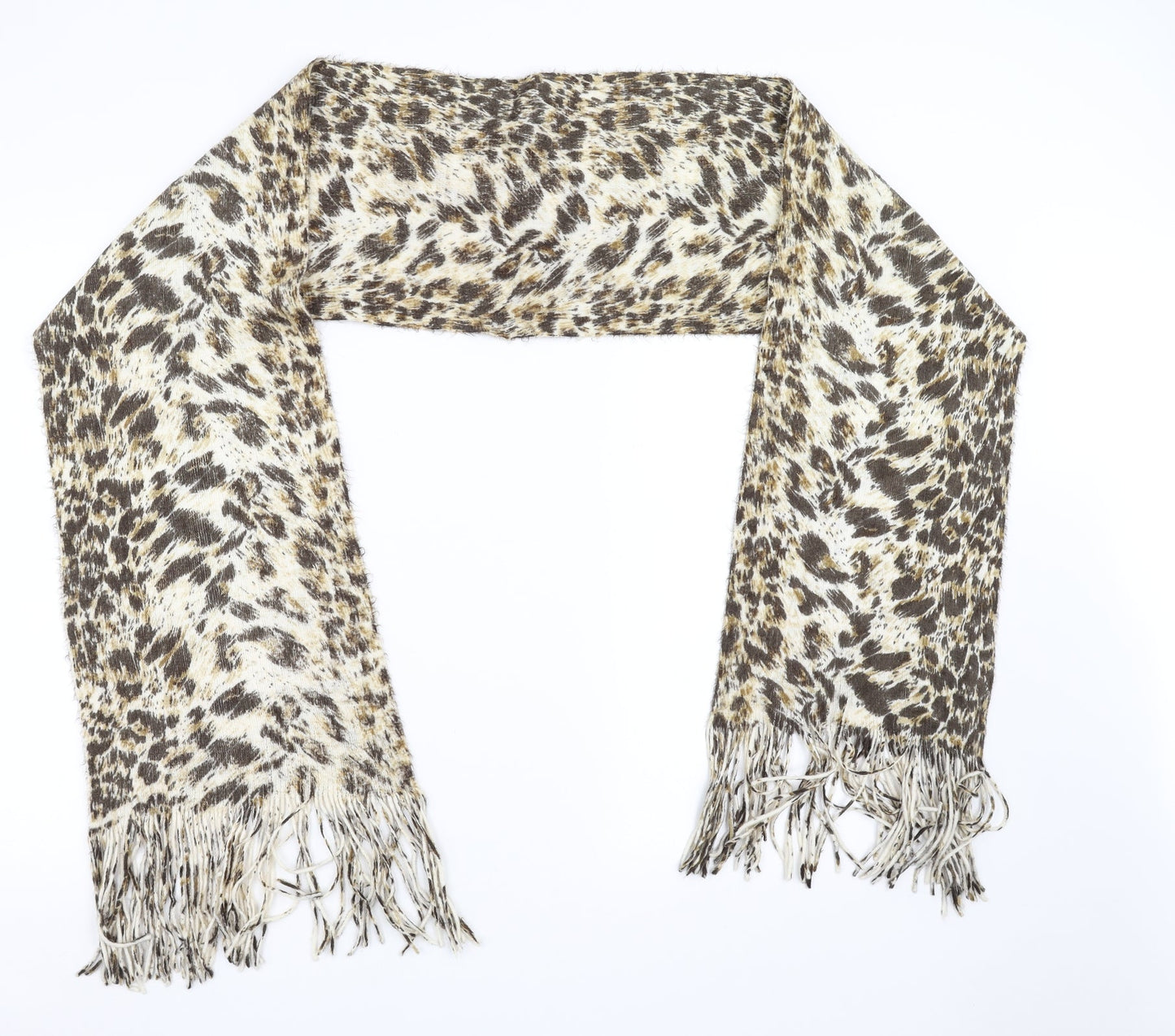 Preworn Womens Brown Animal Print Knit Scarf