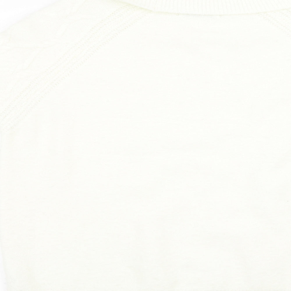 Nutmeg Womens White Knit Pullover Sweatshirt Size 16