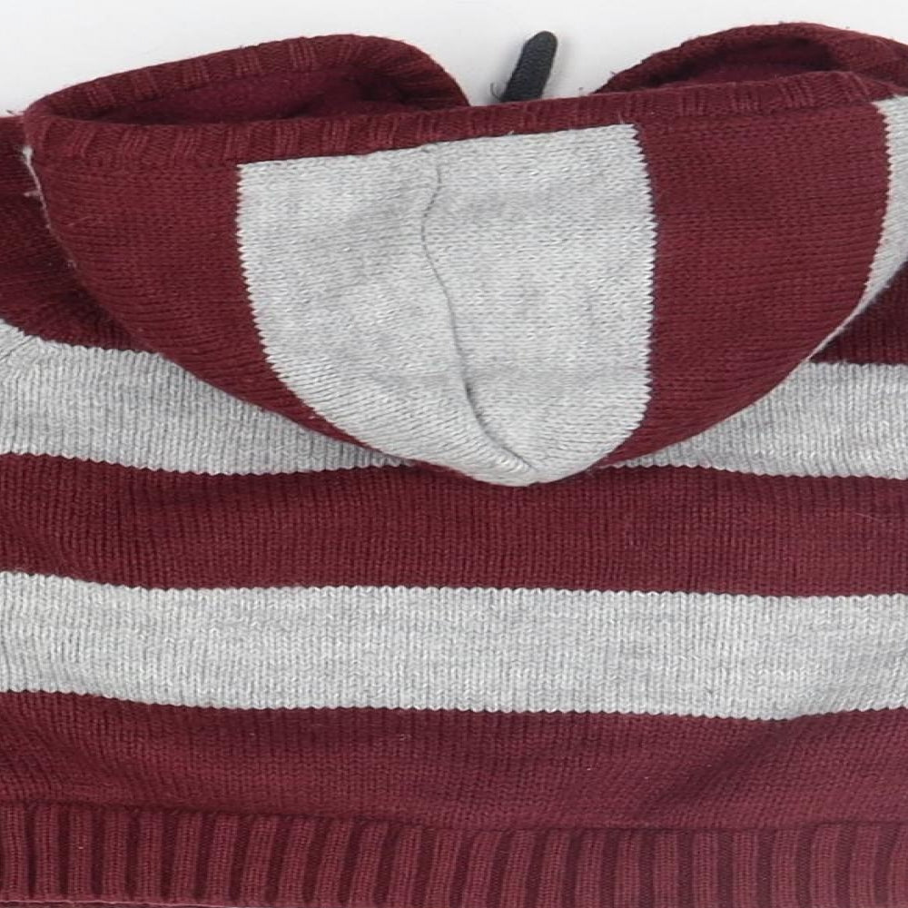 Hadleigh Girls Red Striped Full Zip Jumper Size 12-18 Months